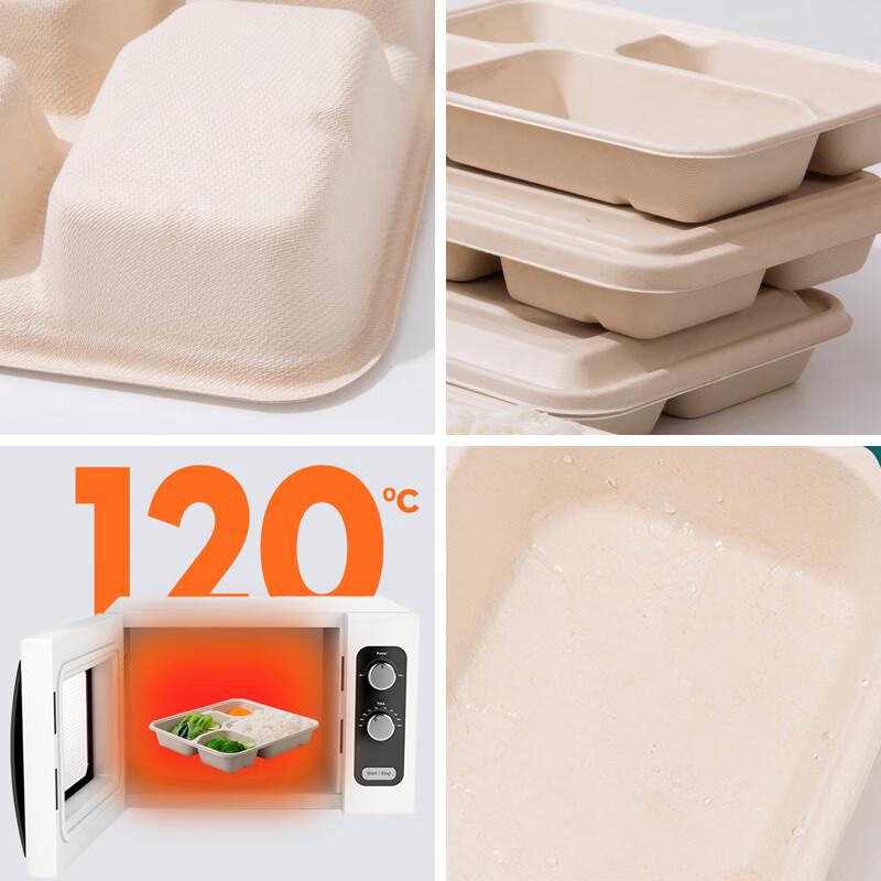 MOLUONA Disposable 3-Compartment Pulp Food Containers