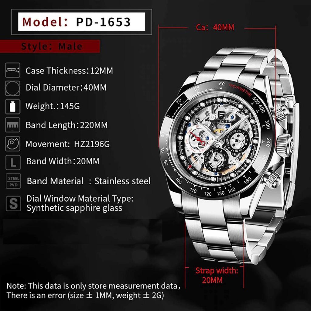 Часы PAGANI DESIGN с автоматическим механизмом Daytona Chronograph, механический корпус с водонепроницаемым керамическим безелем, деловые, деловые, наручные часы из нержавеющей стали