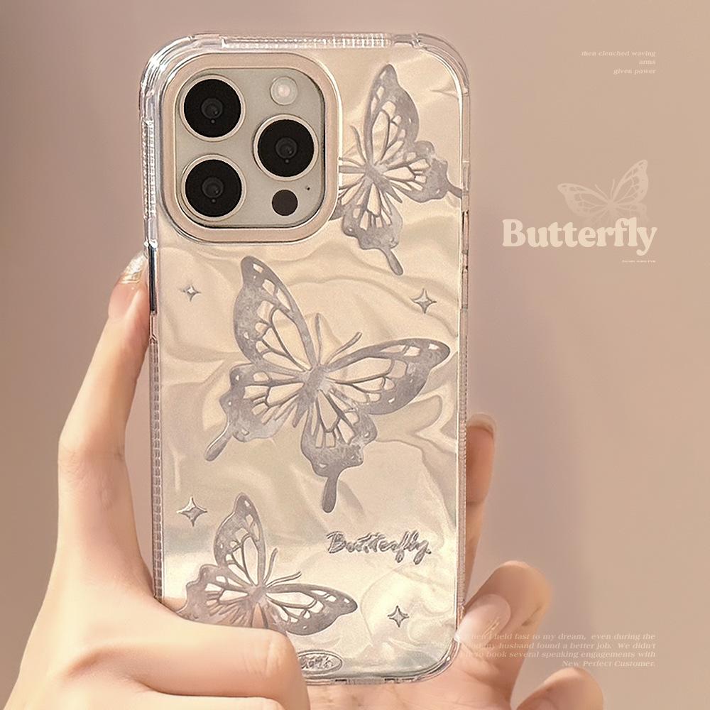 Серебристый чехол-бабочка для iPhone 15, iPhone 16, iPhone 16 Pro Max