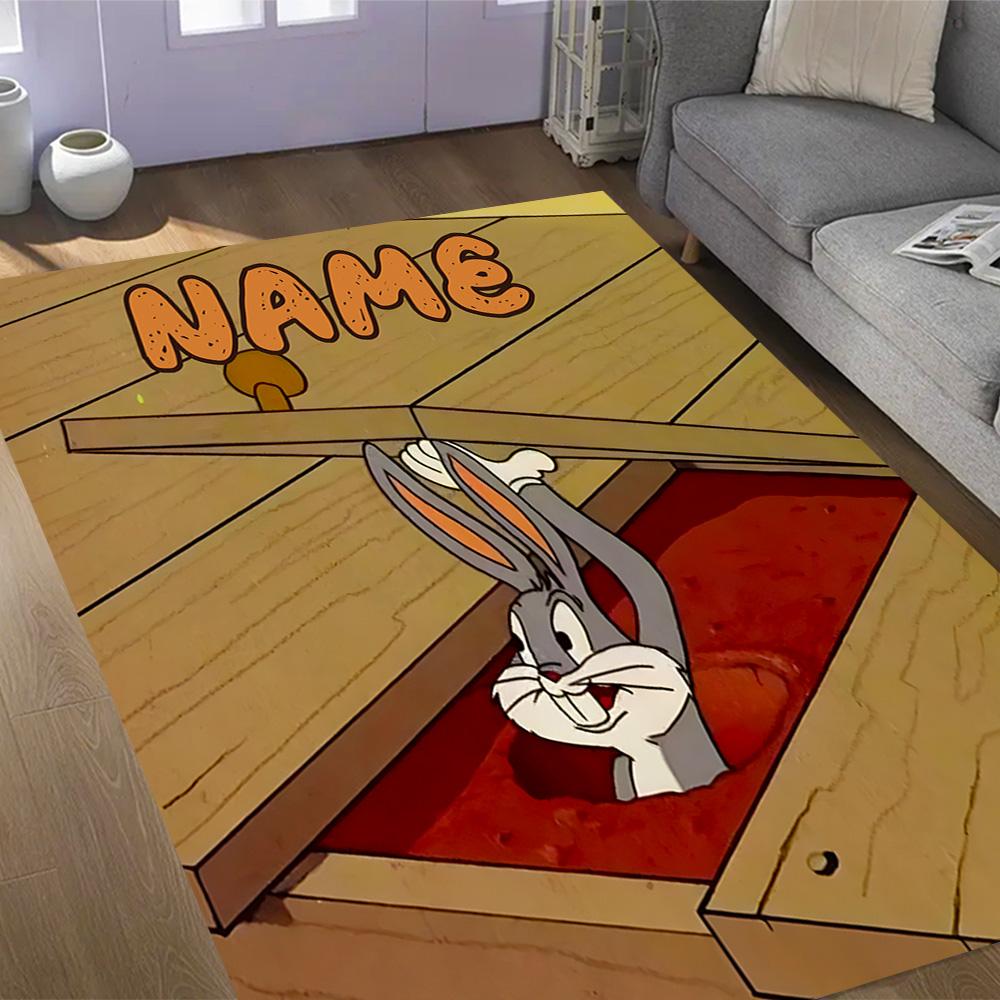 Looney Rainbow Friends Heartful Customizable Name Carpet Suitable for Game Room Decorate room Entryway Dining Room Anti-slip Rug Office home decor
