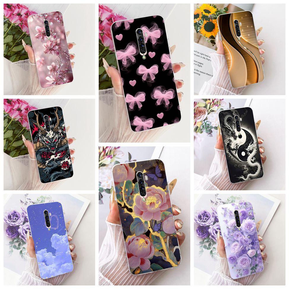 Clear Casing For Oppo Reno2 CPH2577 Phone Case For Oppo Reno 2 Cover Fashion Butterfly Funny Cute Painted
