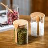 4 шт. стеклянных банок, контейнер для хранения продуктов, баночки для специй с бамбуковой крышкой и ложкой, банки для хранения чая, кофе, сахара, маленькая канистра 550 мл