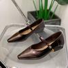 Pointed Thick Heel Single Shoes Women's 2025 Autumn New Versatile Mary Jane Shoes Comfortable and Not Tired Feet Shallow Mouth Work Women's Shoes