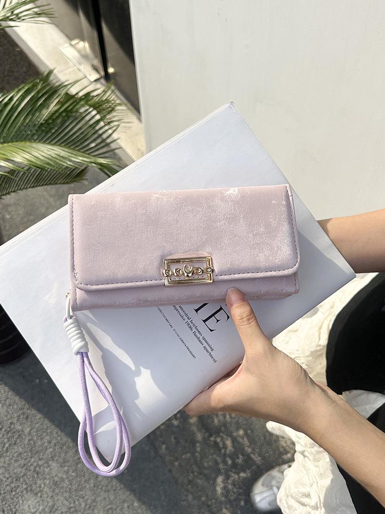 Women's Frosted Leather Tri-fold Clutch Wallet with Multi-card Slots