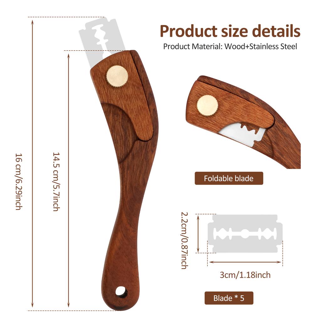 Bread Lame Wooden Bread Bakers Cutter Slashing Tool with 5pcs Blades Scoring Cutter Kitchen Baking Accessories Toast Knife