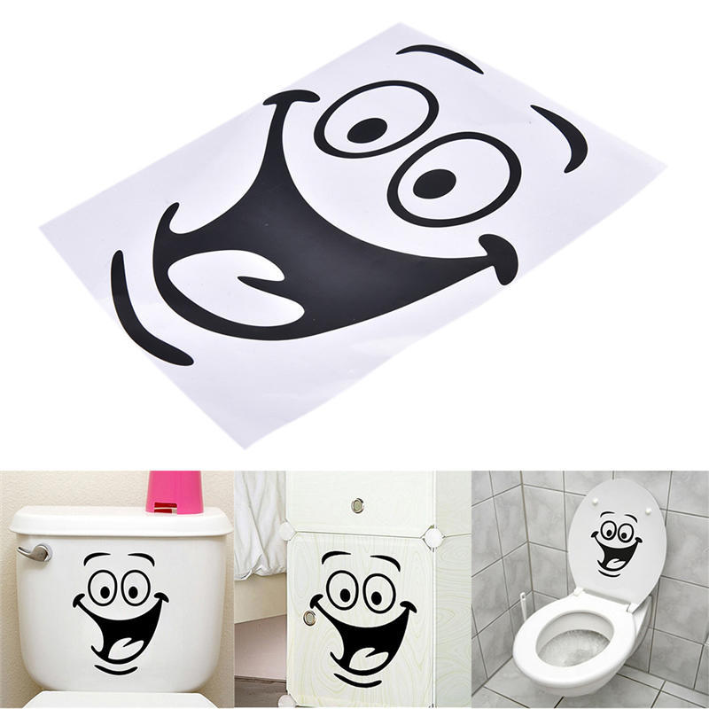 Smile Face Toilet Stickers Diy Personalized Furniture Decoration Wall Decals
