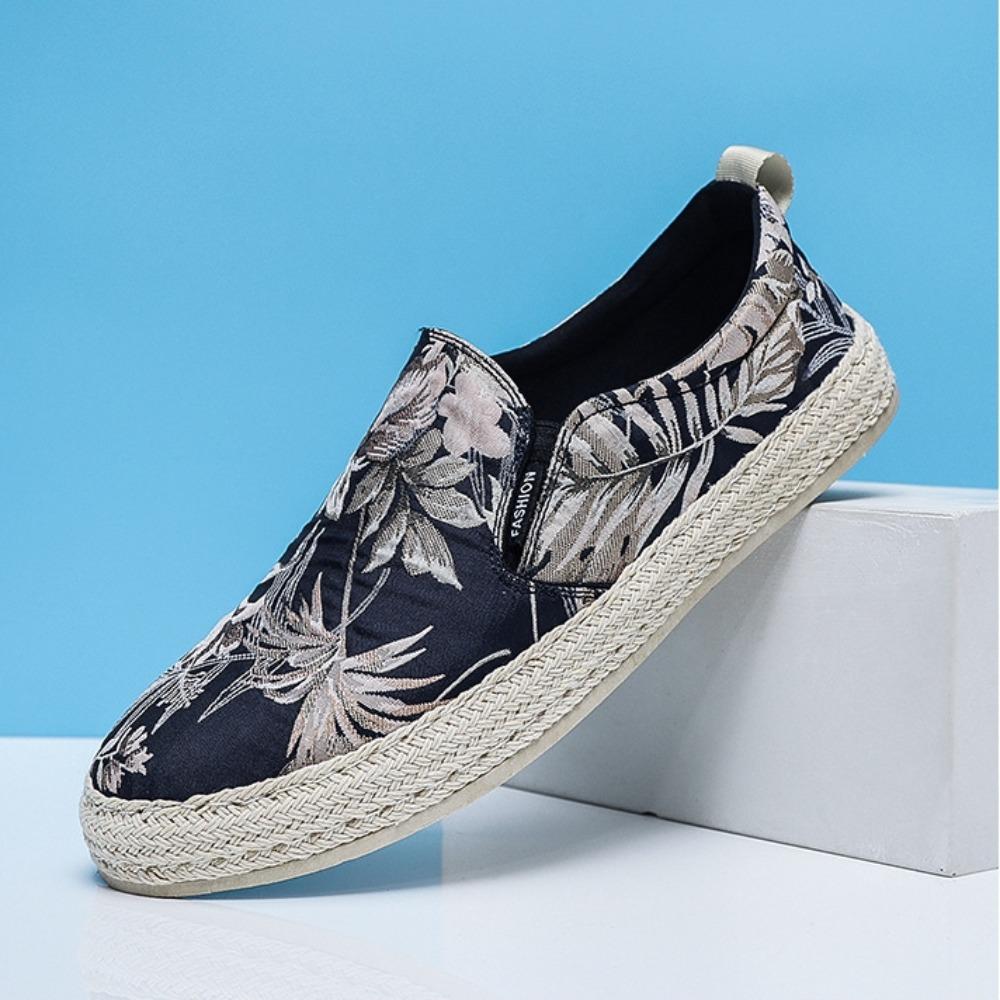 Дизайнерская обувь для мужчин, новые дышащие мокасины из ткани, кроссовки, повседневная обувь для мужчин, низкие туфли из парусины с цветочным принтом