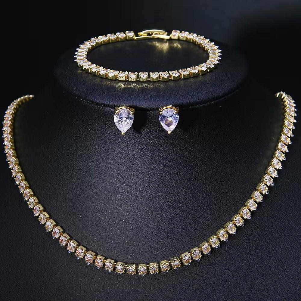 3Pcs/set Elegant Cubic Zirconia Jewelry Set Zirconia Wedding Accessories Set Bride