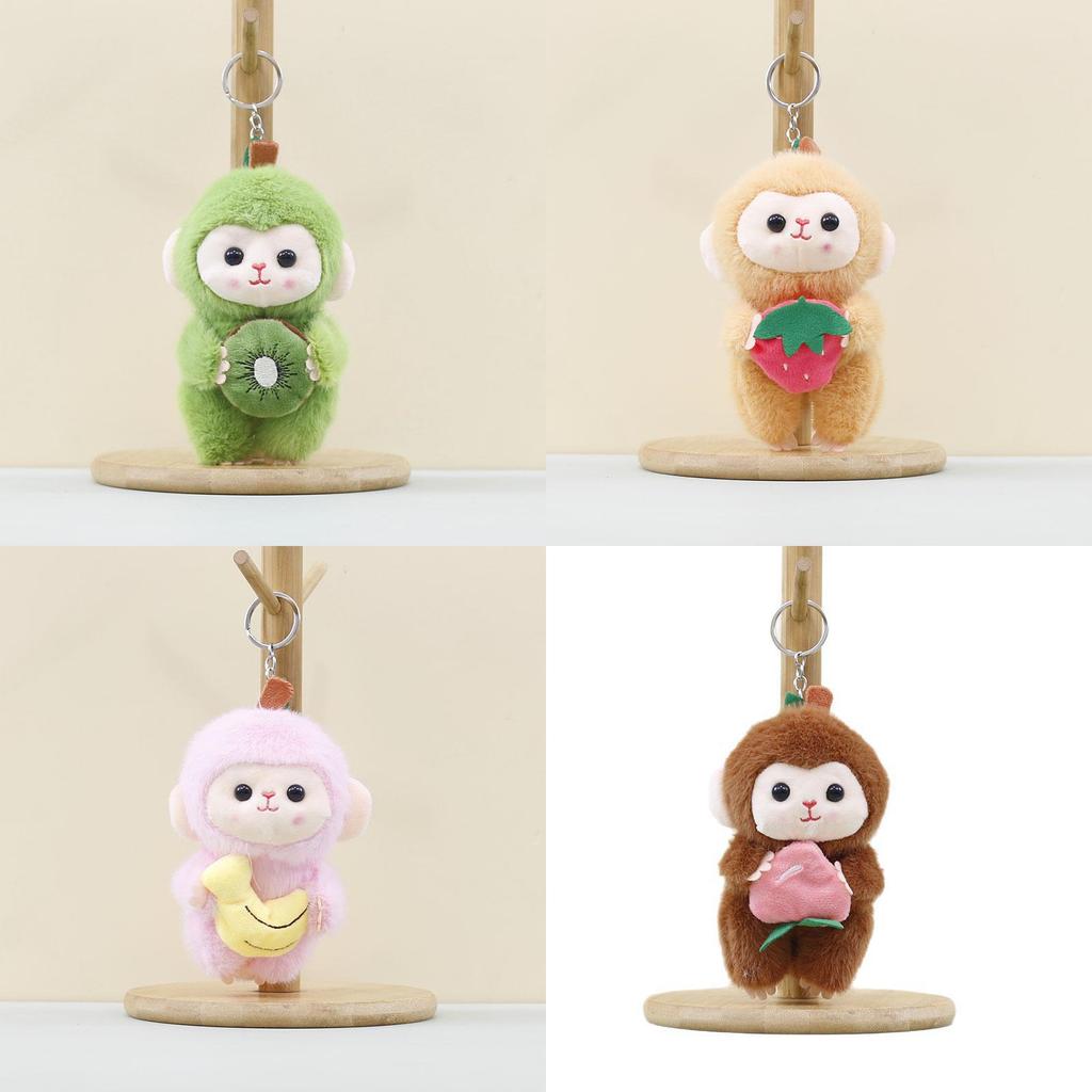 Adorable Plush Fruit Monkey Keychain Cute Cartoon Monkey Doll Accessory For Bags