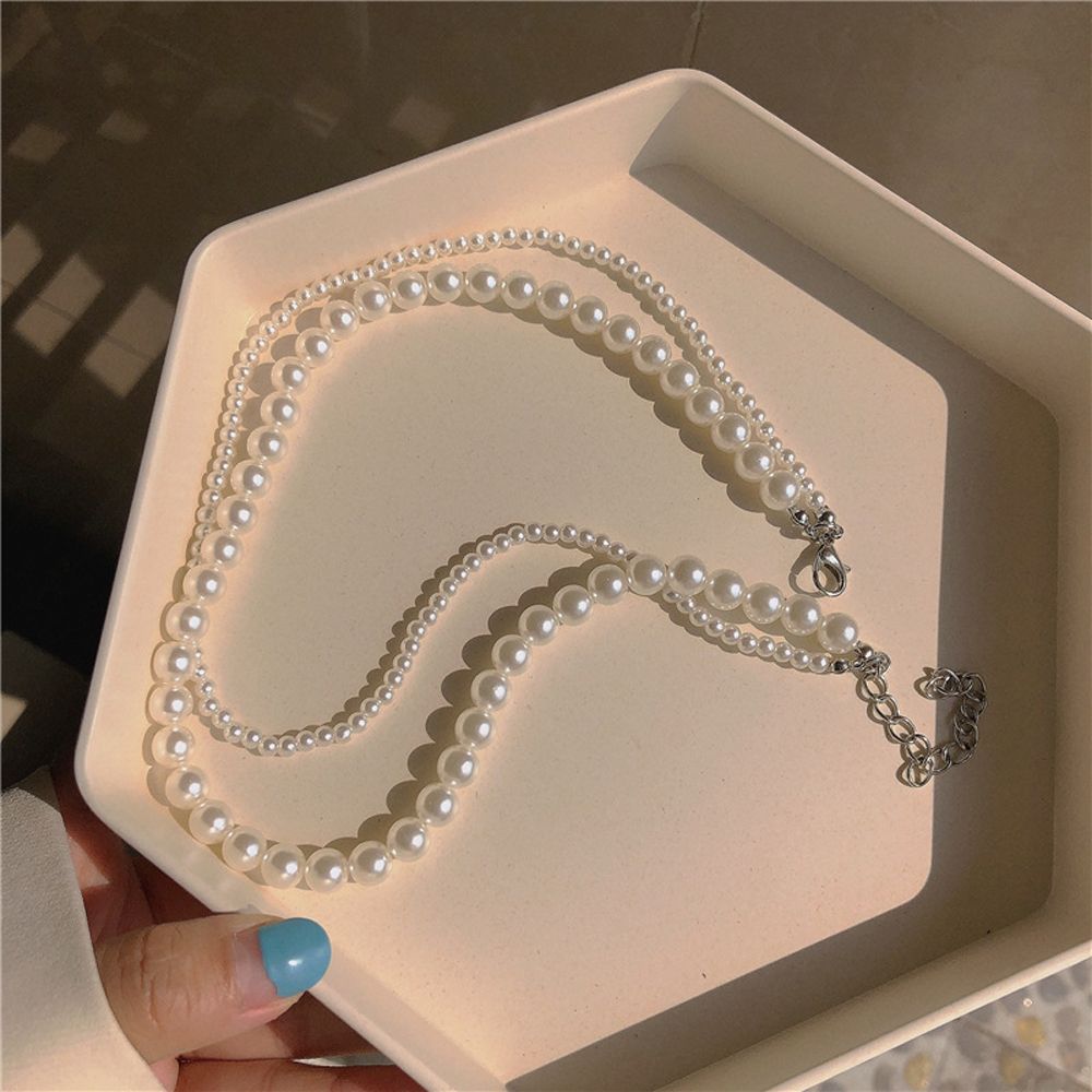Party Gift Double Layer For Girls Women Necklace Korean Neck Jewelry Clavicle Chain Choker Pearl