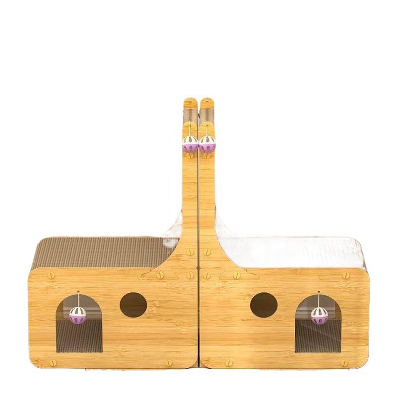 Кошачья когтеточка Вилла Диван: Износостойкий, не линяющий, двухслойный гофрированный картонный кошачий домик и игрушка для всех сезонов