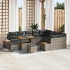 12-Piece Garden Sofa Set with Grey Cushions In Poly Rattan and Acacia 3364908