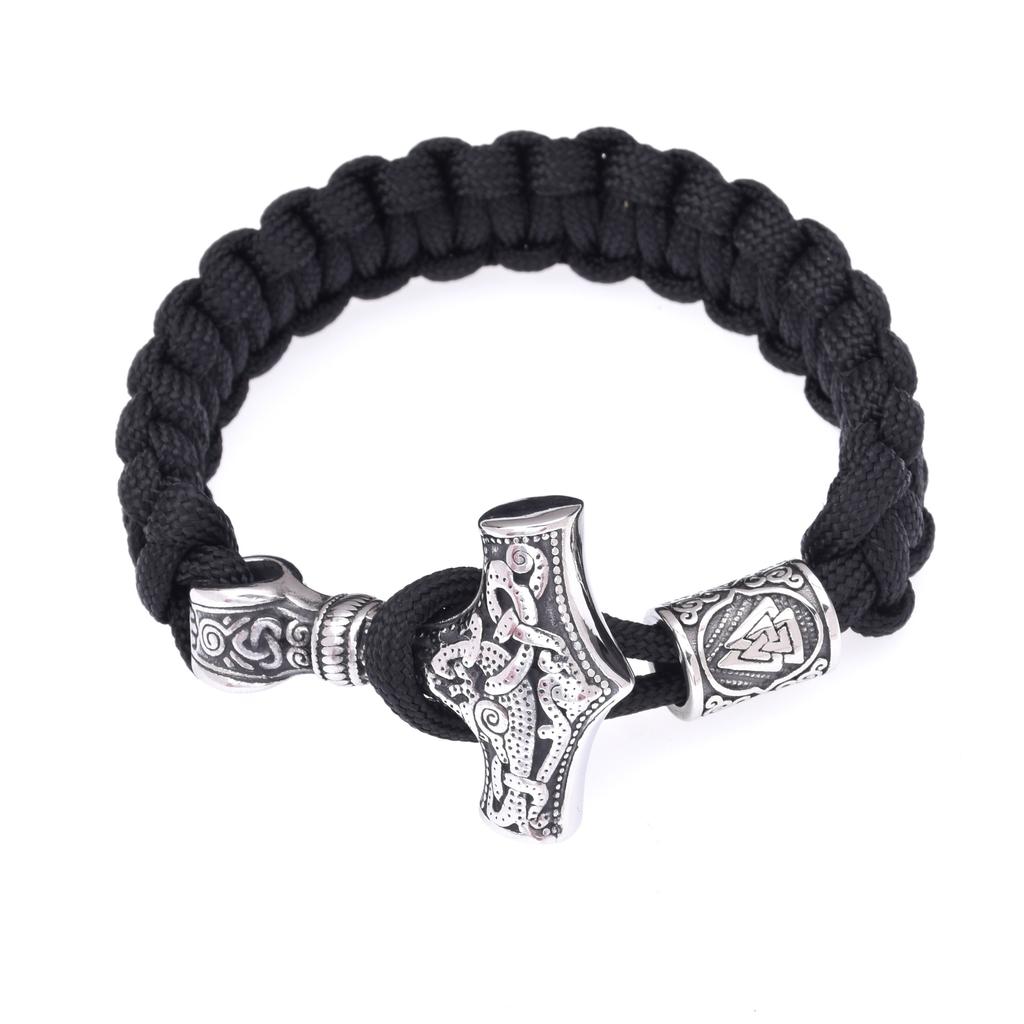 Viking Thor 'S Hammer Bracelet Outdoor Lifesaving Paracord Braided Bracelet Men 'S Bracelet