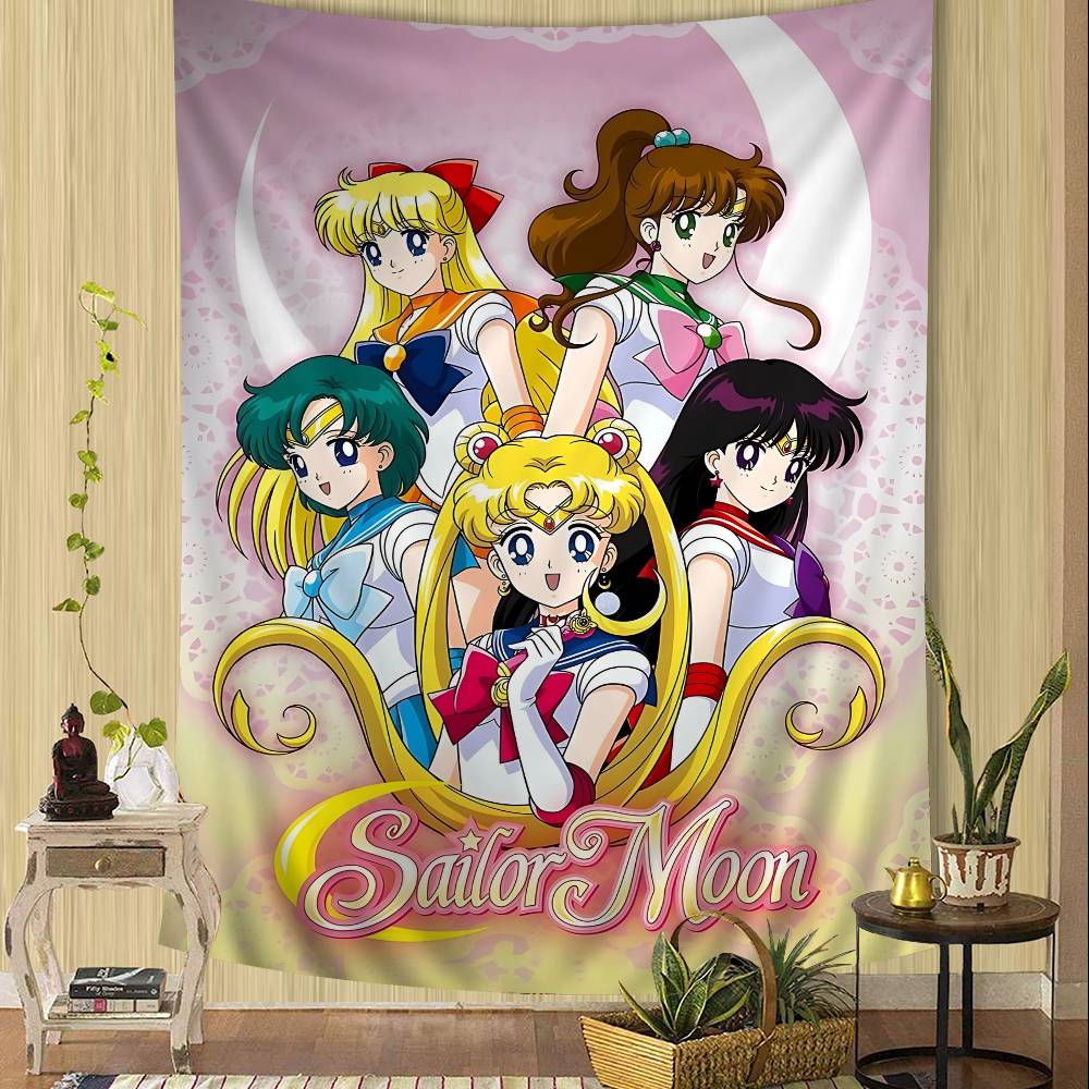 Аниме S-Sailor Прекрасная M-Moon Гобелен Арт-печать Японский настенный гобелен Аниме Настенное панно Домашний декор