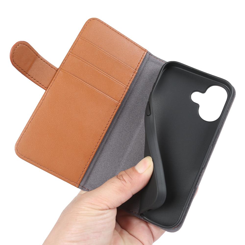 Для iPhone 16 Чехлы для телефона Натуральная спилковая кожа Кошелек Мобильная обложка Подставка