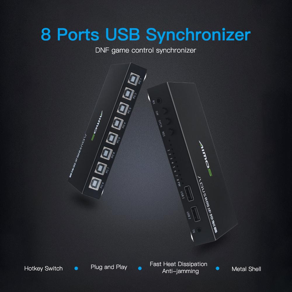 AIMOS 8 портов USB-синхронизатор USB-клавиатура и мышь Контроллер синхронизации KVM-переключатель Металл