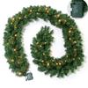 2.7M Pre-Lit Christmas Rattan Door Wreath with Ornaments