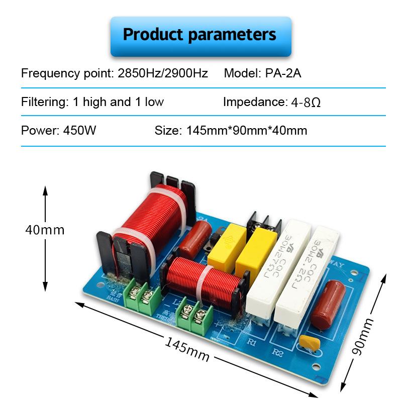 Pa-2A 450 Вт 2-полосный аудиодинамик разделитель частот твитер басовый кроссовер фильтр усилитель для динамиков инструмент для домашнего звука и театра
