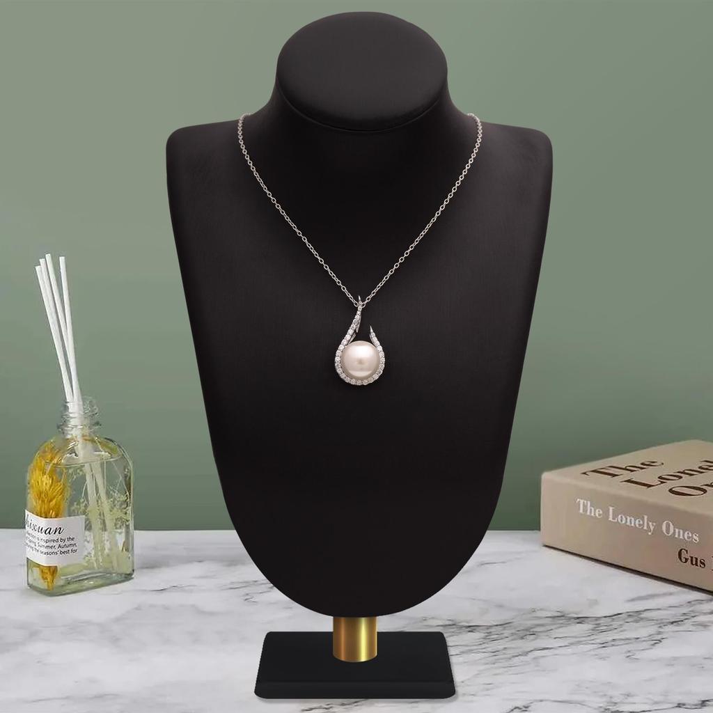 3.95 Ctw Round Shape Pearl Gemstone 925 Sterling Silver Solitaire Swirl Design Necklace For Women