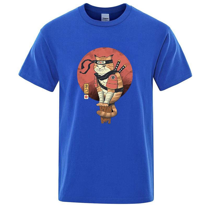 Mens High Quality Tshirt 100cotton Loose Short Sleeve Funny Knife Cat Print Loose Summer Men Tshirt Cool Tshirt Men Tees