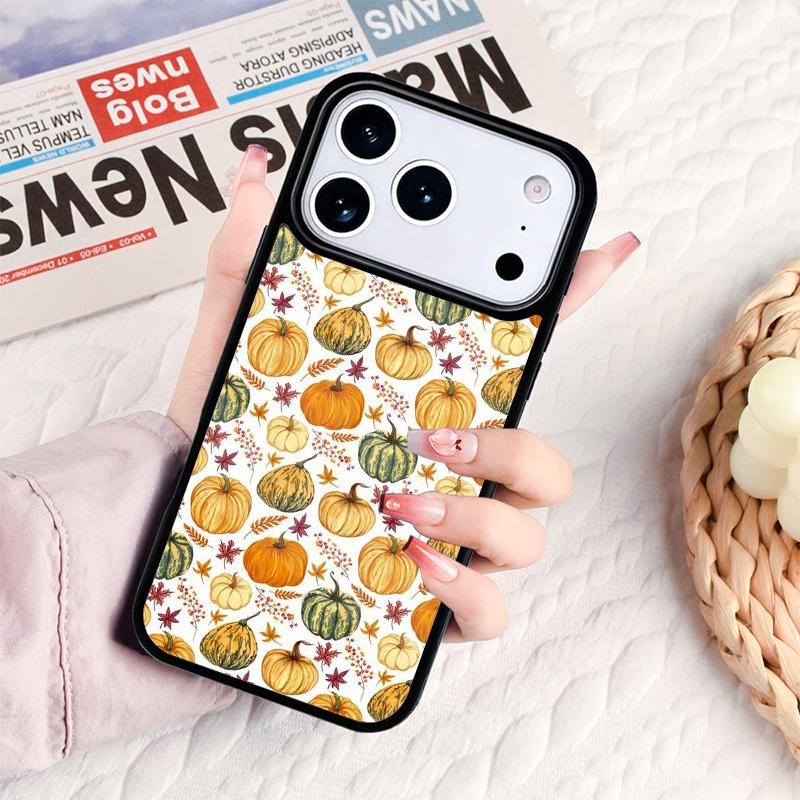 Осенние Листья Падающий Лис Тыква Чехол для Телефона Для IPhone 17 16e 15 14 13 12 11 Pro Max Air Mini Мягкий Защитный Чехол