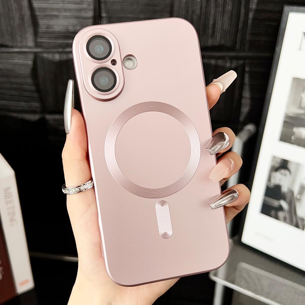 Металлический магнитный мягкий чехол для iPhone 16 Pro Max 15 14 Plus 11 12 13 беспроводной зарядки силиконовый защитный чехол для объектива