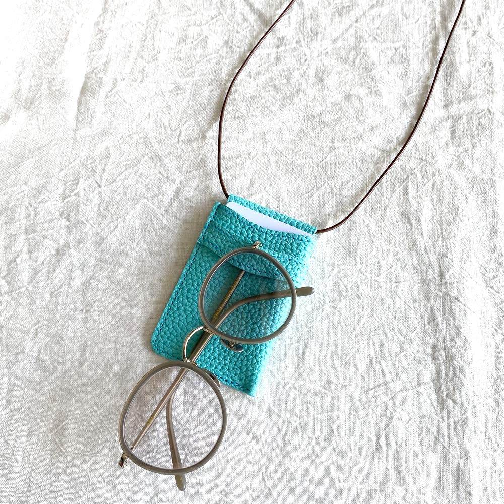 ID Card Holder Genuine Leather Neck Strap Commuter Pass Case Card Case Glasses Holder Pen Strap Shrink Embossed Leather Made In Japan Stylish Bb014