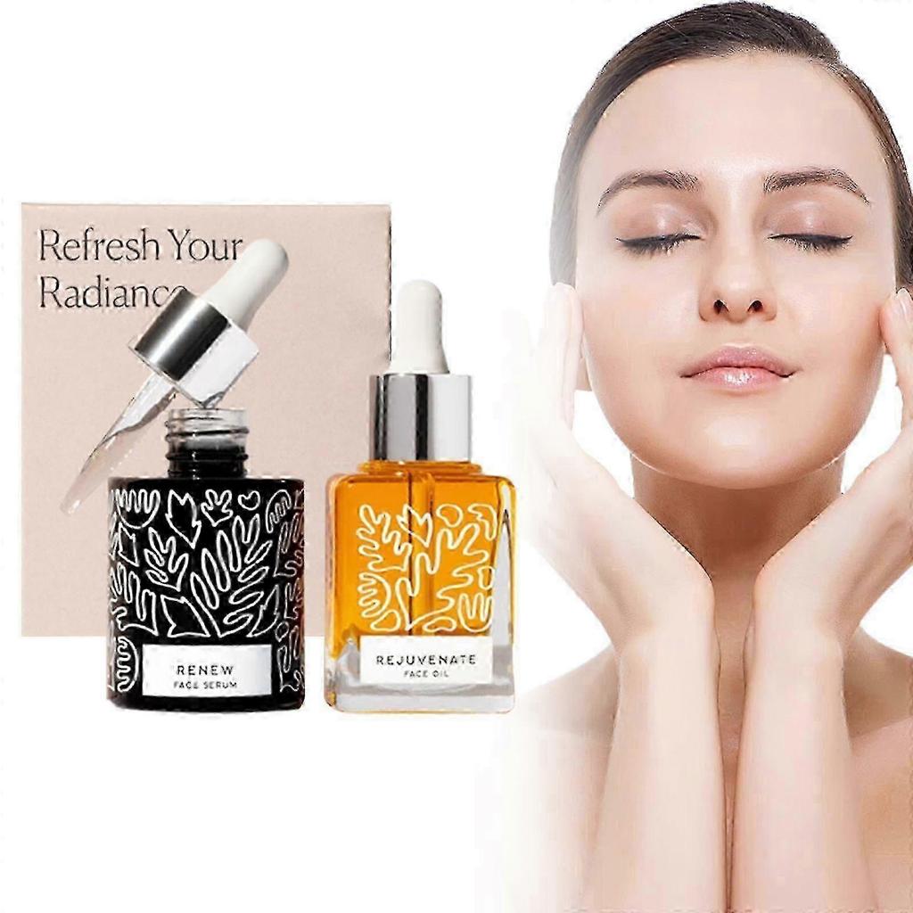 Naked & Thriving Набор для ночного ухода: Сыворотка для обновления (30 мл) + Омолаживающее масло для лица (35мл) с гиалуроновой кислотой, аргановым маслом, облепихой и фруктовыми AHA 2025 меньше