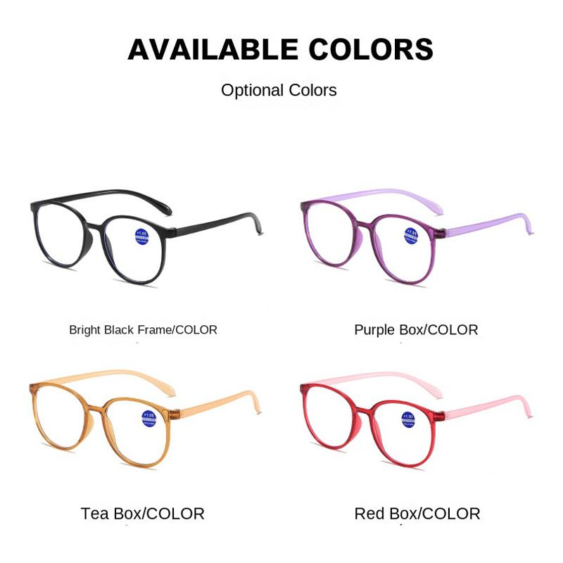 2Pcs Anti-Blue Light Reading Glasses Men Women Round Frame Prescription Eyeglasses Male Female Reading Glasses +1.0+1.5 To 4.0