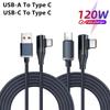 Кабель USB C - Type C 6A 120W, Г-образный 90 градусов, для телефона, супербыстрая зарядка, USB - TypeC, кабель для передачи данных для Samsung Huawei Oneplus