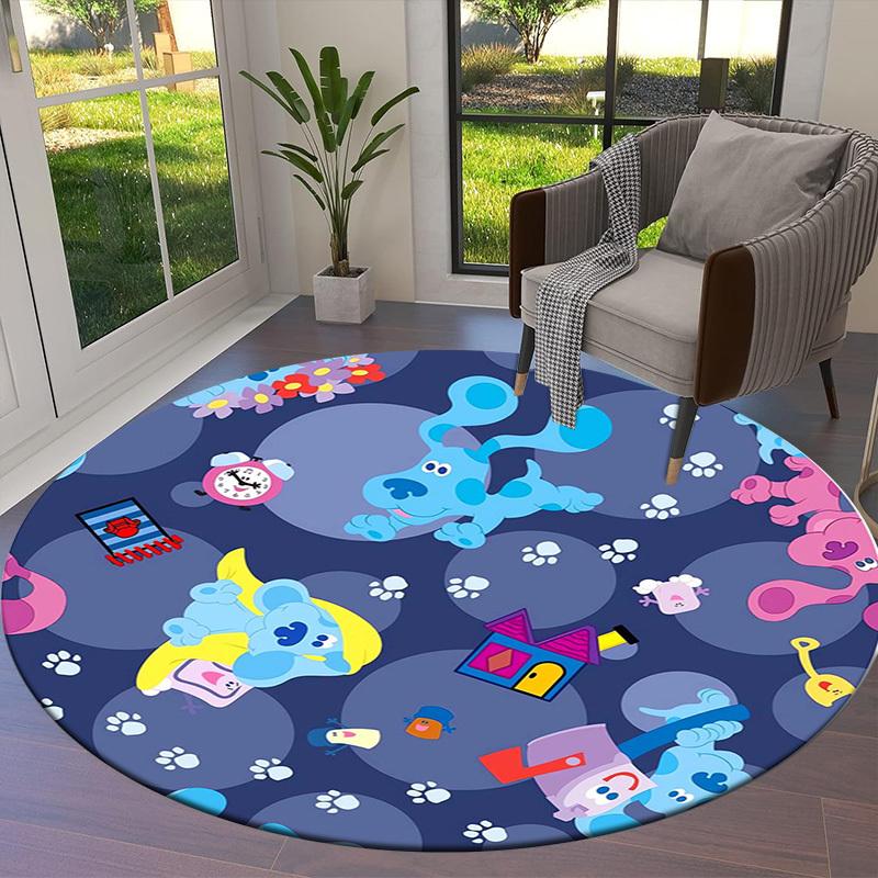 1pc Blue's Clues and You! Pattern Round carpet, Made of Polyester,Perfect for Decorating Office Chairs, Living Rooms,fplt024