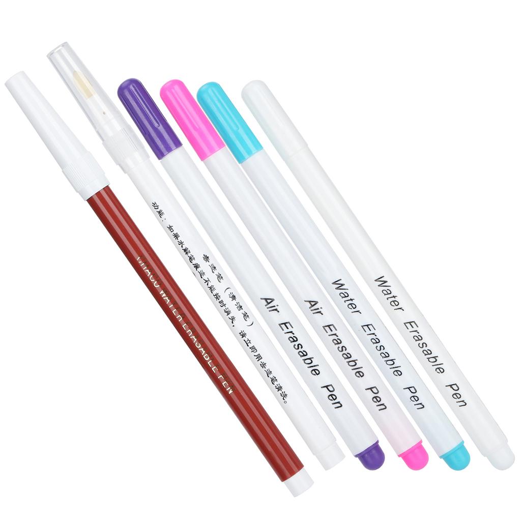 6pcs Water Soluble Sewing Pen 5 Color Fabric Markers DIY Drawing Lines Patterns for Handicraft