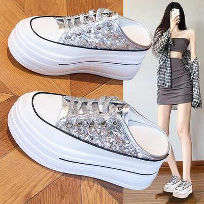 Белые туфли на толстой подошве для женщин летние дышащие полушлепанцы на каждый день спортивная обувь