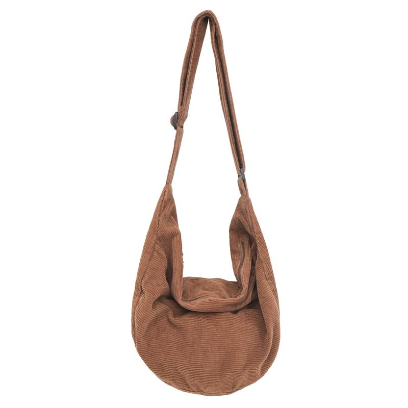 Corduroy Casual Homeless Bag, Student Shoulder Crossbody Bag Solid Color Women Large Capacity Shopping Messenger Bag School Bag