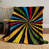 Radiating, colorful streaks converge toward a central point on a black background. for all seasons blanket lunch break throw gift