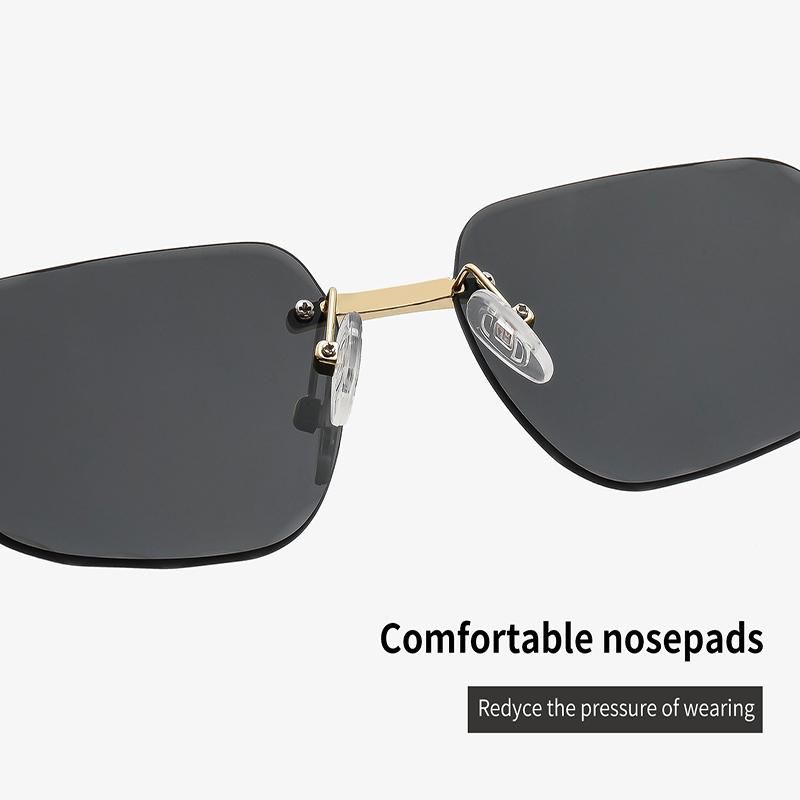Rimless Irregular Cut Square Sunglasses Fashion Metal Gold Frame UV400 Outdoor Women Multiple Colors Sun Glasses