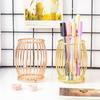 Розовое золото Кованая железная проволока Подставка для ручек Органайзер для хранения кистей для макияжа Держатели для карандашей Настольный контейнер для канцелярских принадлежностей для дома