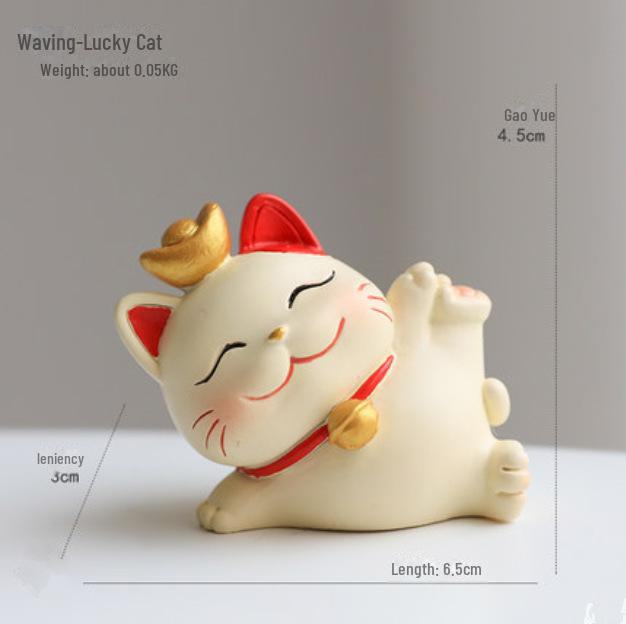 Nordic Resin Lucky Cat Ornaments for Office, Home, or Store Decor - Creative Car Console Crafts