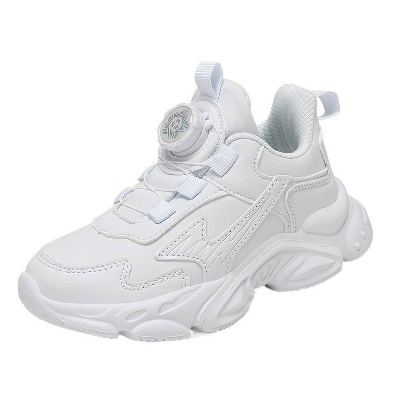 Children's White Sneakers Mesh Leather Autumn and Winter Boys' White Shoes Girls' White Shoes Running Middle and Older Children's Casual Shoes