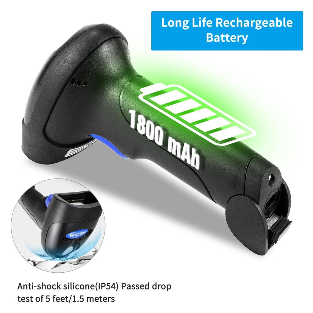 NETUM Bluetooth Wireless Barcode Scanner for 1D/2D Codes – Retail & Supermarket Self-Induction