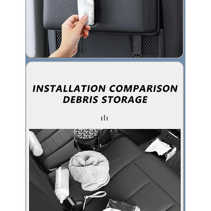 SEAMETAL PU Leather Car Seat Back Organizer Multi-functional Auto Seat Headrest Hanging Storage Bag With Tissue Box Drink Holder