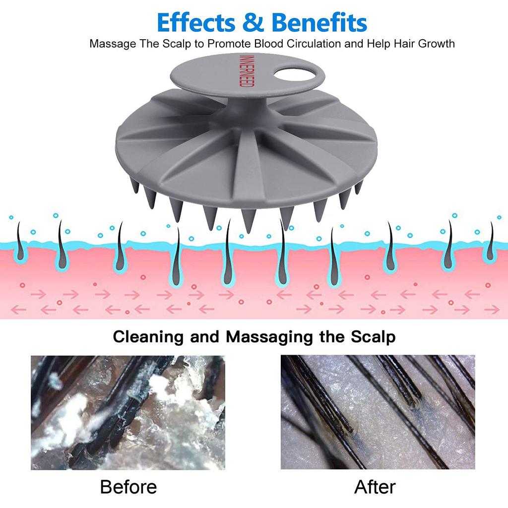 INNERNEED Шампунь 46 Щетка для кожи головы для очищения кожи головы и сухая и влажная щетка для кожи головы для расчесывания волос с унисекс-щеткой, силиконовая, мягкая, с длинными зубцами