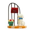 Small 3d Fresh Resin Cartoon Dog Display Figurine With Flower Basket Gift For