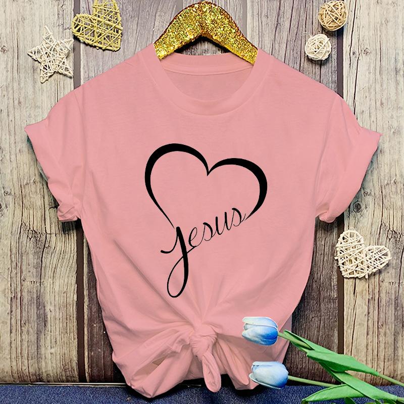 Новые Горячие Христианские Футболки с Принтом Любви Иисуса Женские Мужские Летние Повседневные Футболки с Круглым Вырезом и Коротким Рукавом Модные Рубашки Футболка