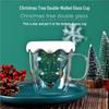 IMVE Double-Layer Insulated Christmas Glass Coffee Cup with Lid