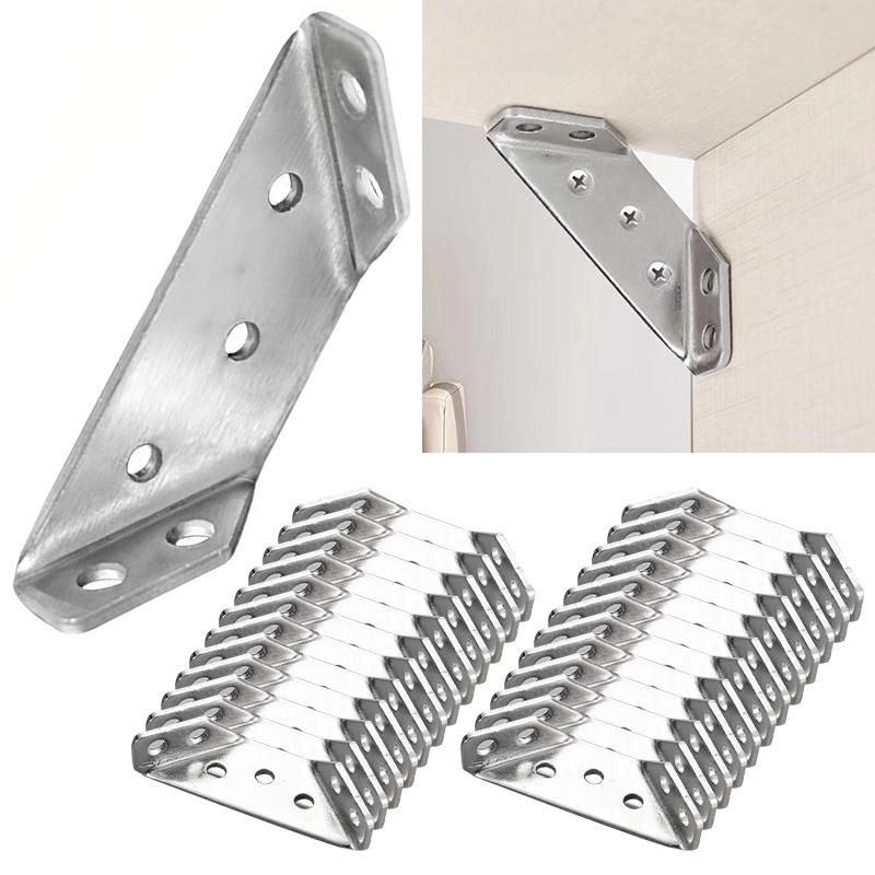 Stainless Steel Angle Furniture Corner Connector Corner Brace with Screw Cabinet Drawer Bedframe Brackets Connector Brace Joint