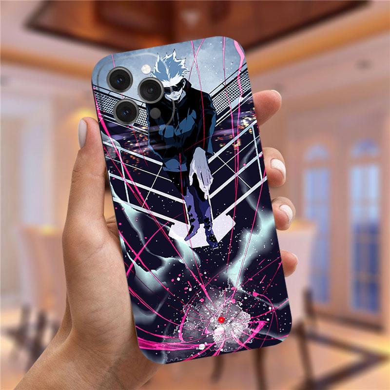 Jujutsu Kaisen Gojou Satoru Luxury Phone Case for iPhone 11 13 Shell for iPhone 12 Pro Max X XR XS 7 8 Plus SE 2020 Black Cover