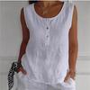 Sleeveless Buttons Cotton and Linen Women’s Blouses & Shirts