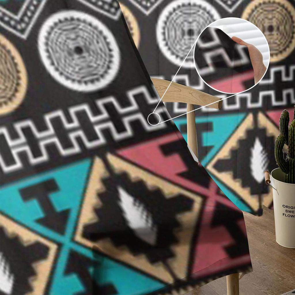 Color Ethnic Pattern Theme Art Tulle Sheer Curtains for Living Room the Room Bedroom Kitchen Decoration Voile Organza Curtains