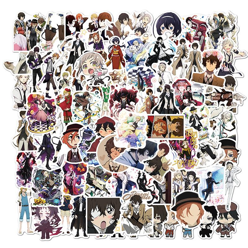 100Pcs Bungo Stray Dogs Stickers Anime Sticker Pvc Graffiti Decals Suitcase